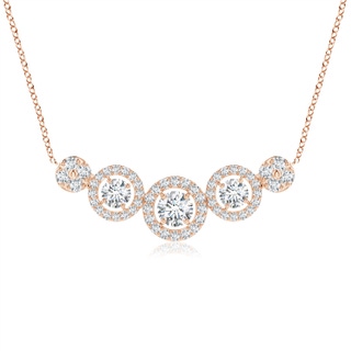 3.5mm GVS2 Round Diamond Halo Necklace in Rose Gold