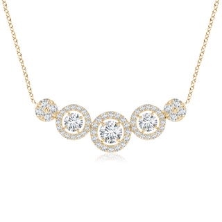 3.5mm GVS2 Round Diamond Halo Necklace in Yellow Gold