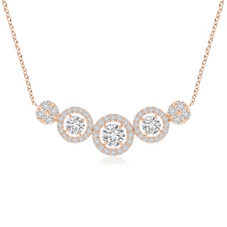 3.5mm HSI2 Round Diamond Halo Necklace in Rose Gold