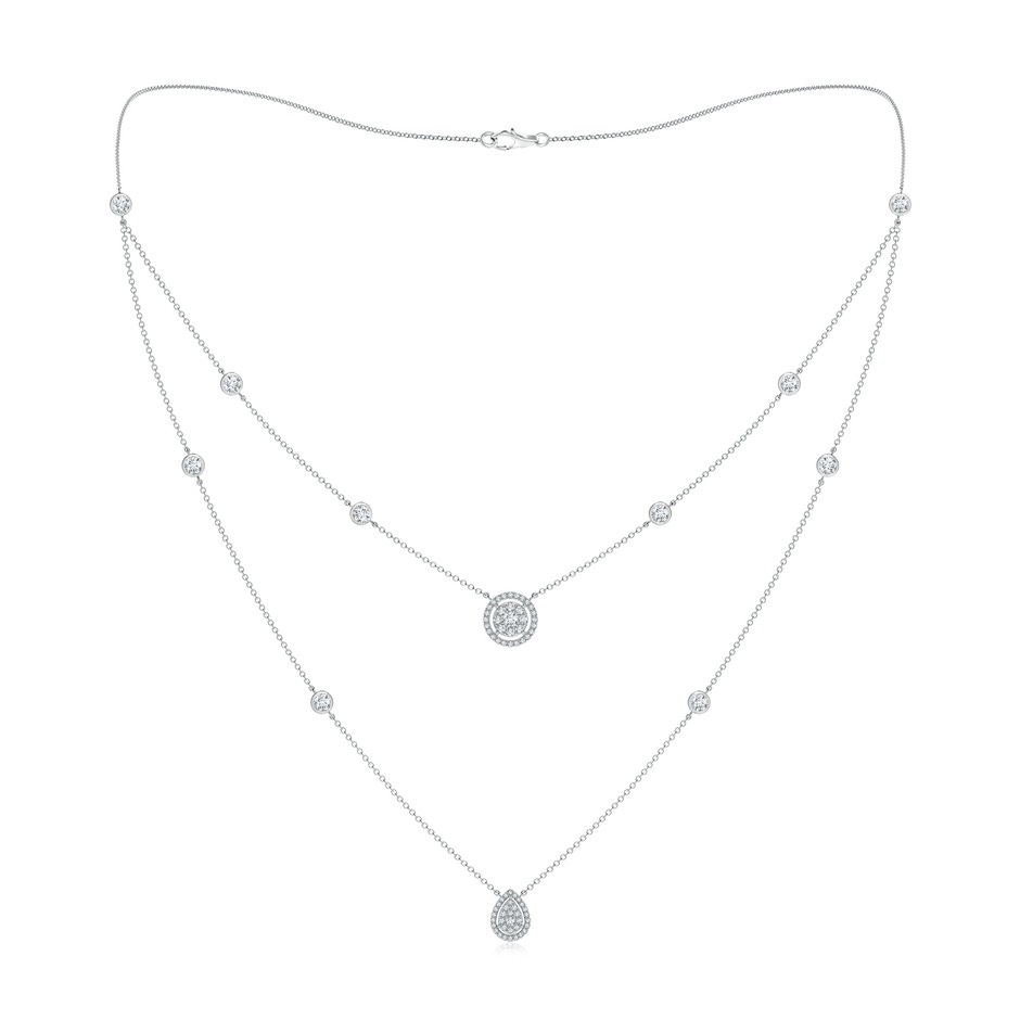 2.5mm GVS2 Pear & Round Diamond Cluster Two-Layer Station Necklace in White Gold 