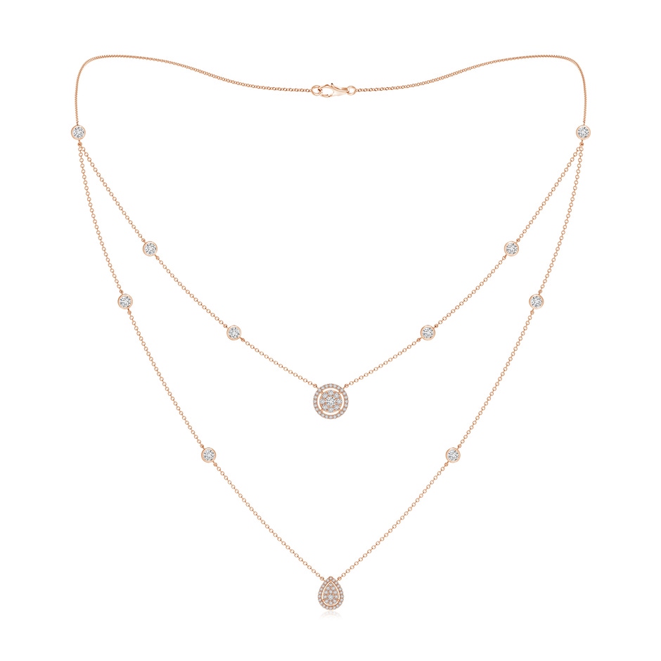 2.5mm HSI2 Pear & Round Diamond Cluster Two-Layer Station Necklace in Rose Gold 