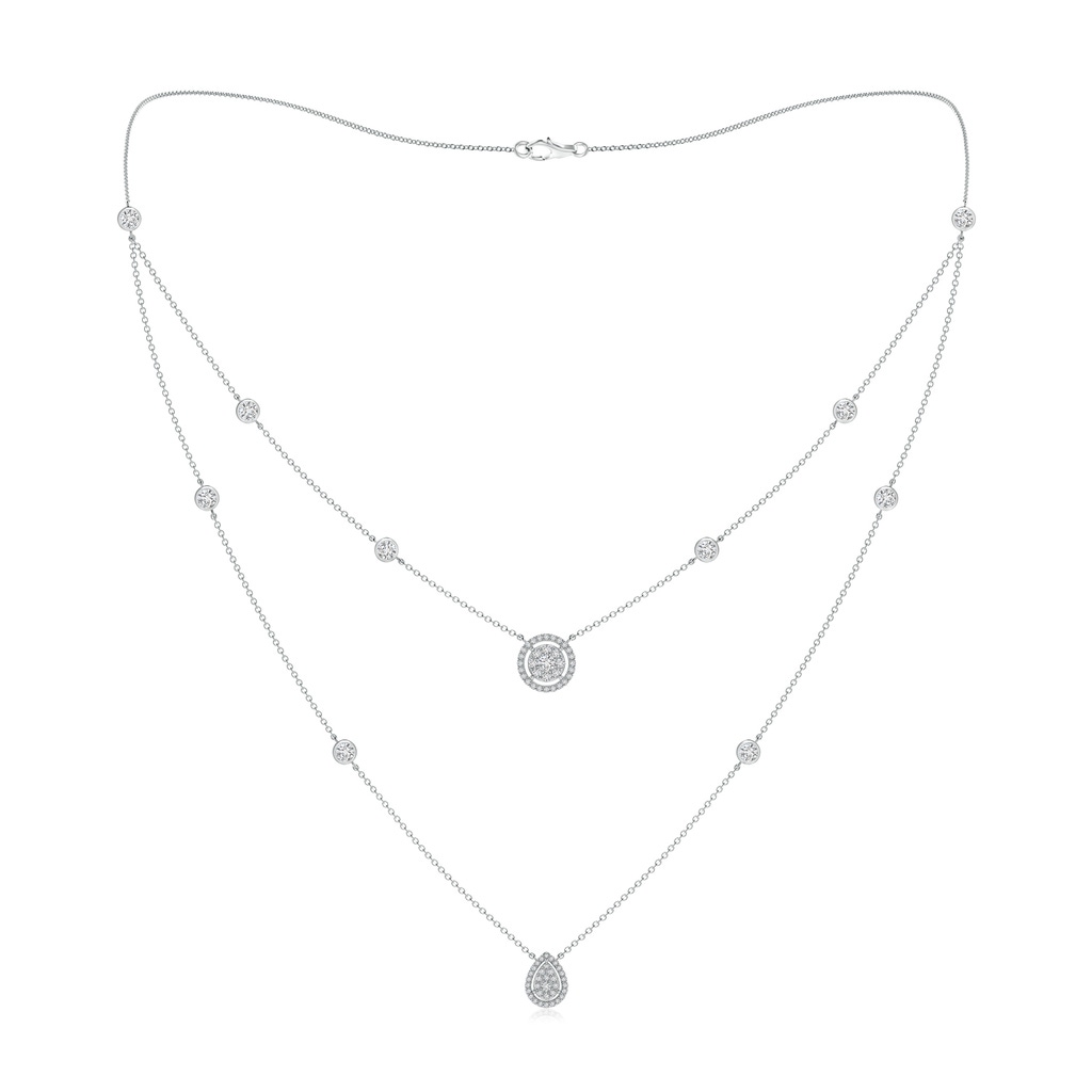 2.5mm HSI2 Pear & Round Diamond Clustre Two-Layer Station Necklace in White Gold