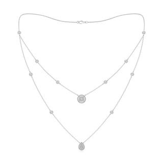 2.5mm HSI2 Pear & Round Diamond Clustre Two-Layer Station Necklace in White Gold