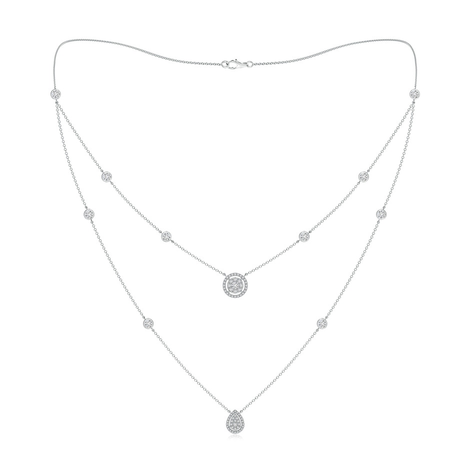 2.5mm HSI2 Pear & Round Diamond Cluster Two-Layer Station Necklace in White Gold 