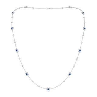 2.9mm AAA Bezel-Set Sapphire and Diamond Station Necklace in White Gold