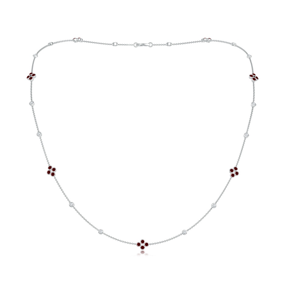 1.8mm AAAA Bezel-Set Round Ruby and Diamond Long Station Necklace in White Gold 