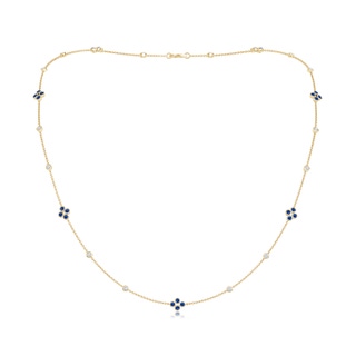 1.8mm AAA Bezel-Set Round Sapphire and Diamond Long Station Necklace in Yellow Gold