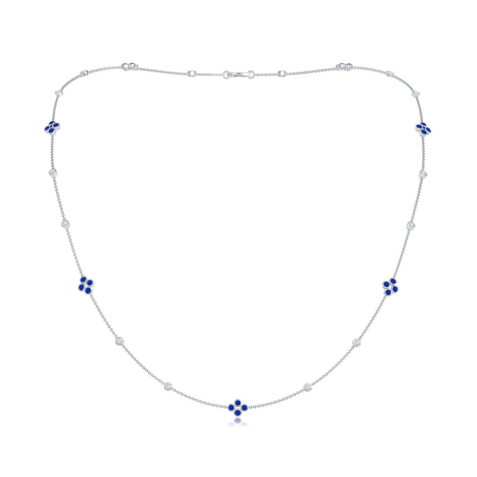 1.8mm AAAA Bezel-Set Round Sapphire and Diamond Long Station Necklace in White Gold 