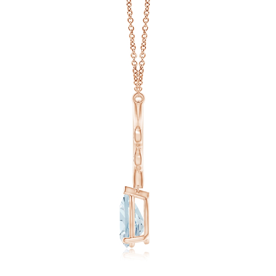 10x7mm A Pear-Shaped Aquamarine Necklace with Leaf Motifs in Rose Gold side 199