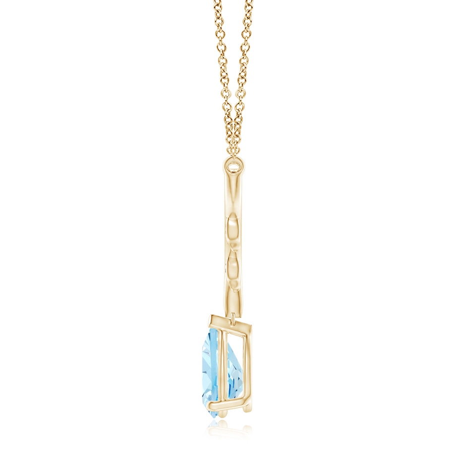 10x7mm AAA Pear-Shaped Aquamarine Necklace with Leaf Motifs in Yellow Gold side 199