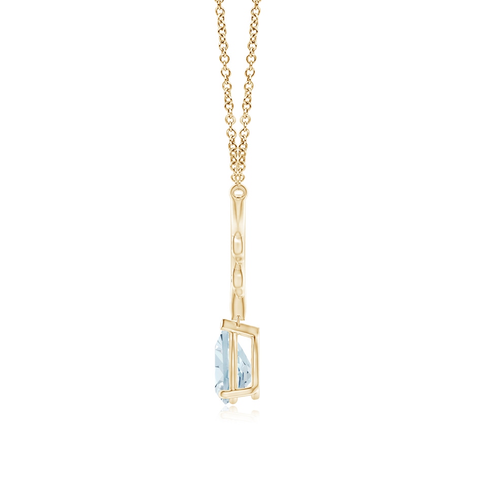 8x6mm A Pear-Shaped Aquamarine Necklace with Leaf Motifs in Yellow Gold side 199