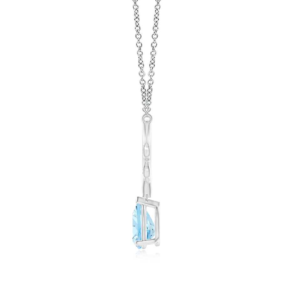 8x6mm AAA Pear-Shaped Aquamarine Necklace with Leaf Motifs in White Gold side 199