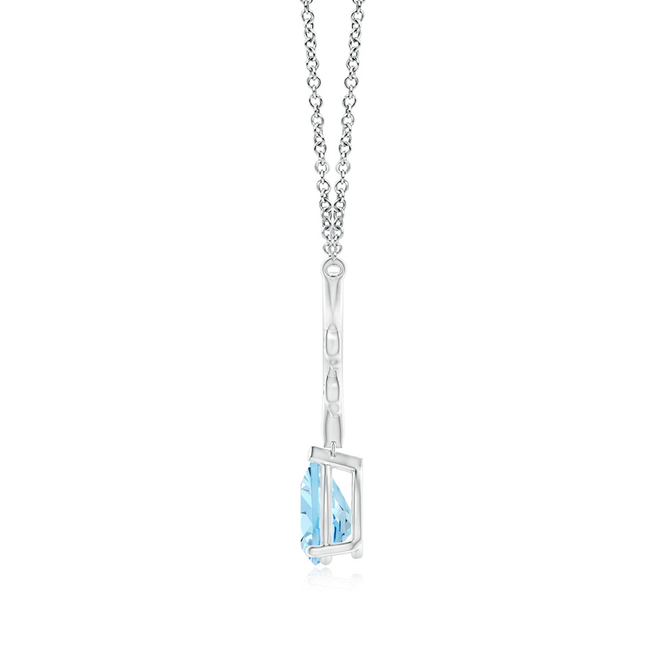 8x6mm AAAA Pear-Shaped Aquamarine Necklace with Leaf Motifs in White Gold side 199