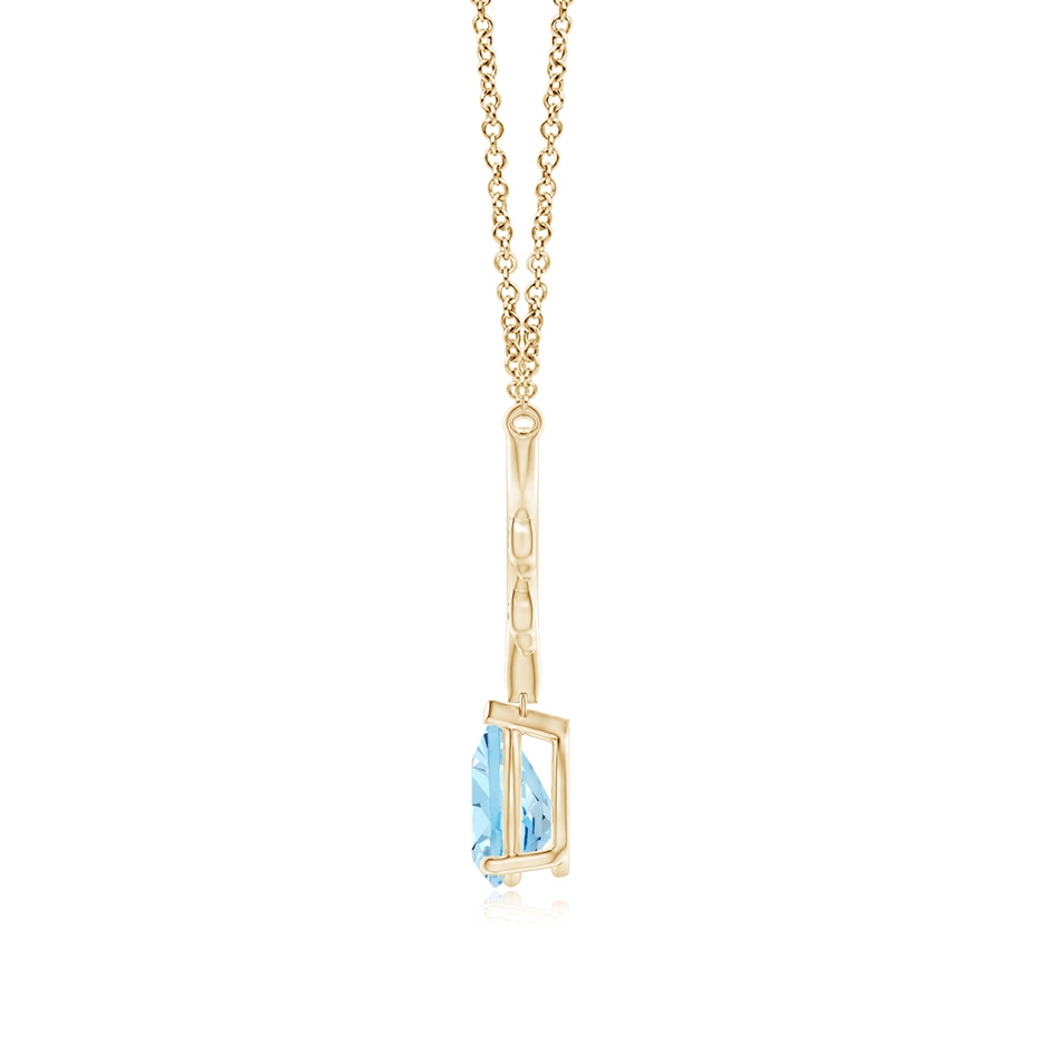 8x6mm AAAA Pear-Shaped Aquamarine Necklace with Leaf Motifs in Yellow Gold side 199