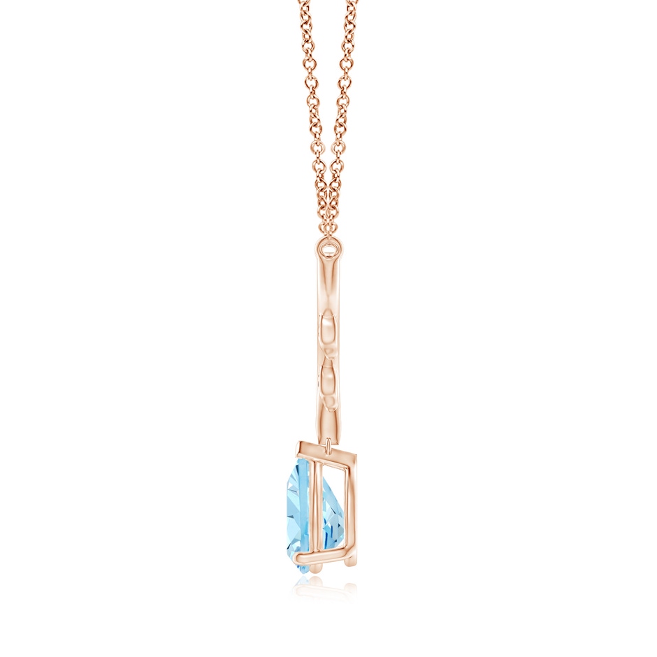 9x6mm AAAA Pear-Shaped Aquamarine Necklace with Leaf Motifs in Rose Gold side 199