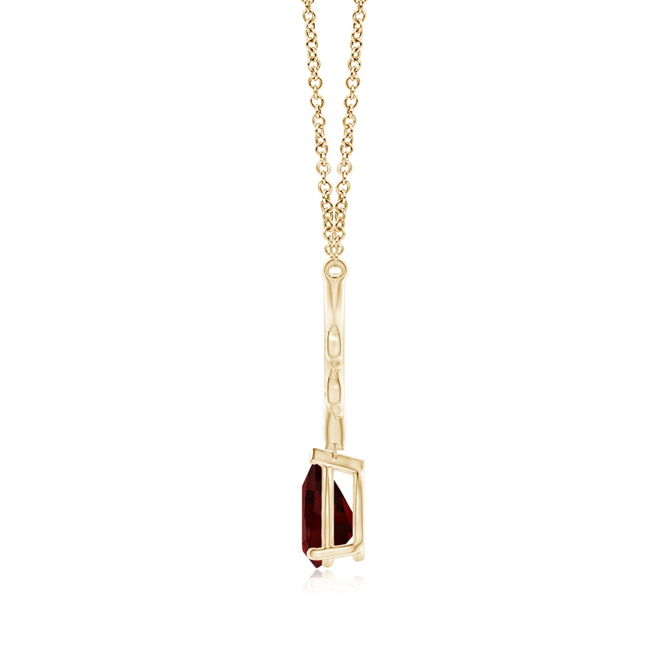 8x6mm AAA Pear-Shaped Garnet Necklace with Leaf Motifs in Yellow Gold side 1