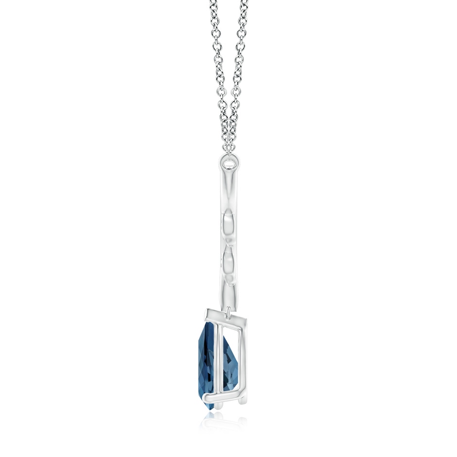 10x7mm A Pear-Shaped London Blue Topaz Necklace with Leaf Motifs in P950 Platinum side 199