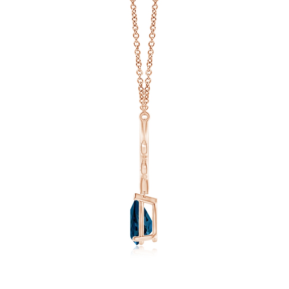 8x6mm AAAA Pear-Shaped London Blue Topaz Necklace with Leaf Motifs in Rose Gold side 199