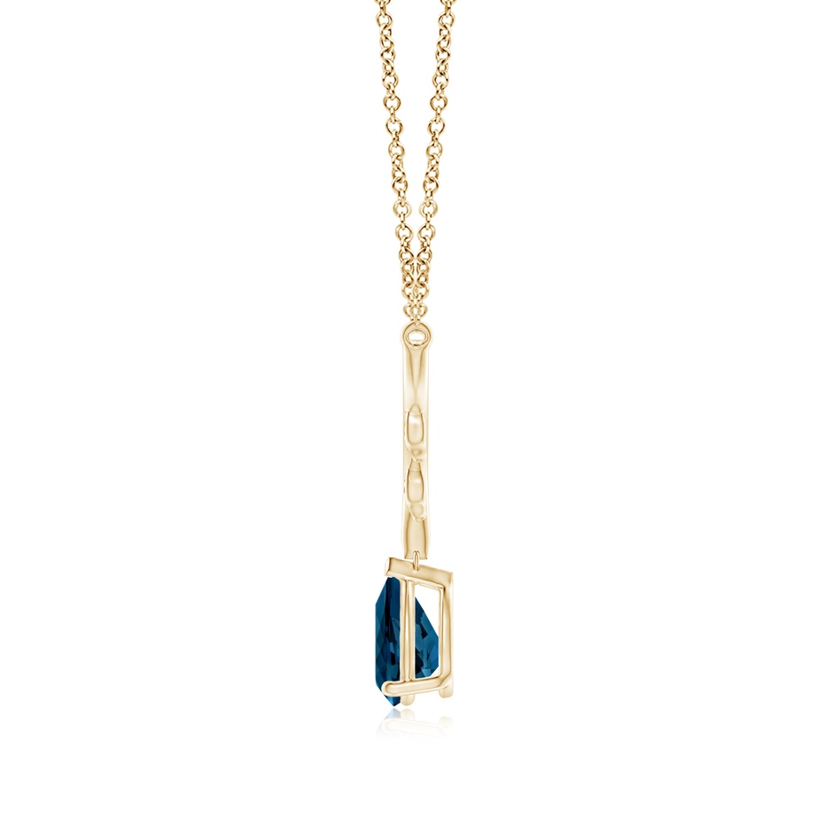 8x6mm AAAA Pear-Shaped London Blue Topaz Necklace with Leaf Motifs in Yellow Gold side 199