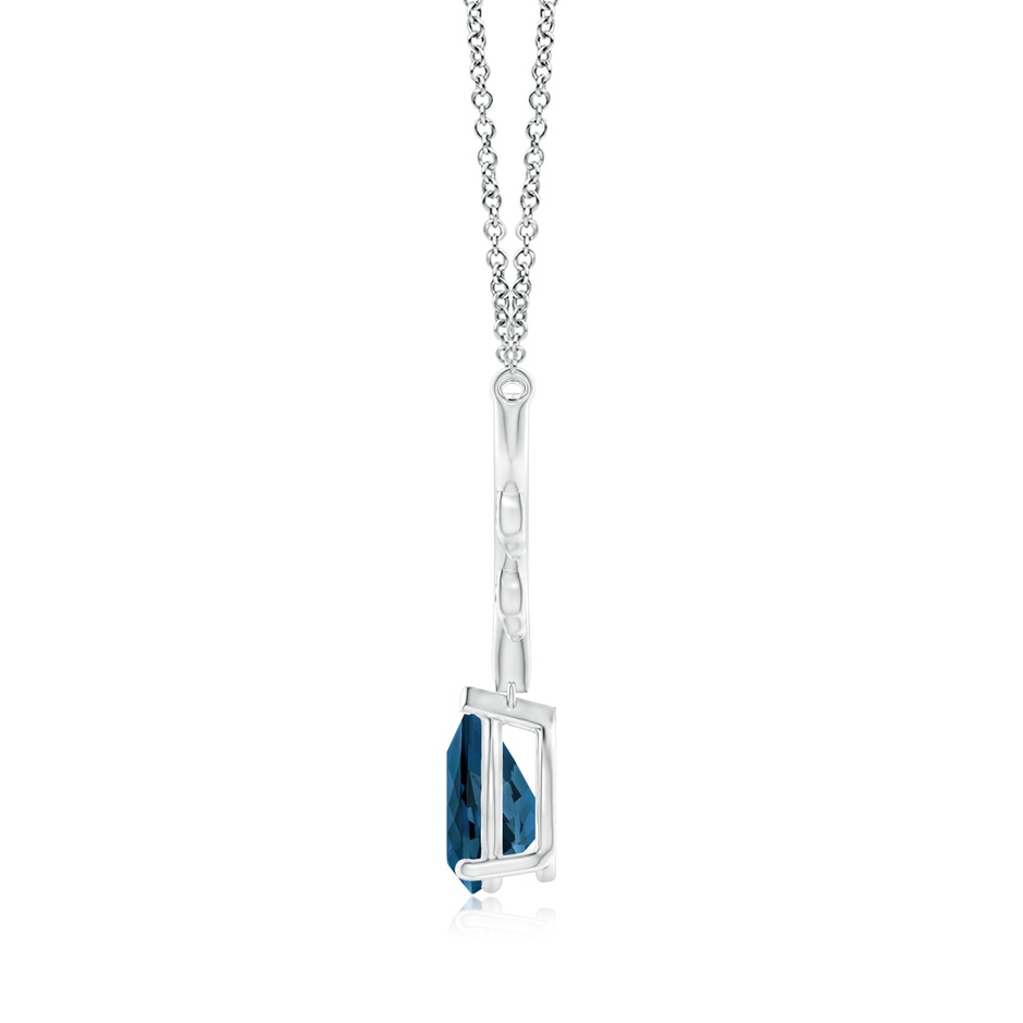 9x6mm AAA Pear-Shaped London Blue Topaz Necklace with Leaf Motifs in White Gold side 199