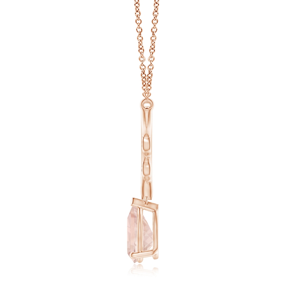 10x7mm A Pear-Shaped Morganite Necklace with Leaf Motifs in 18K Rose Gold side 199