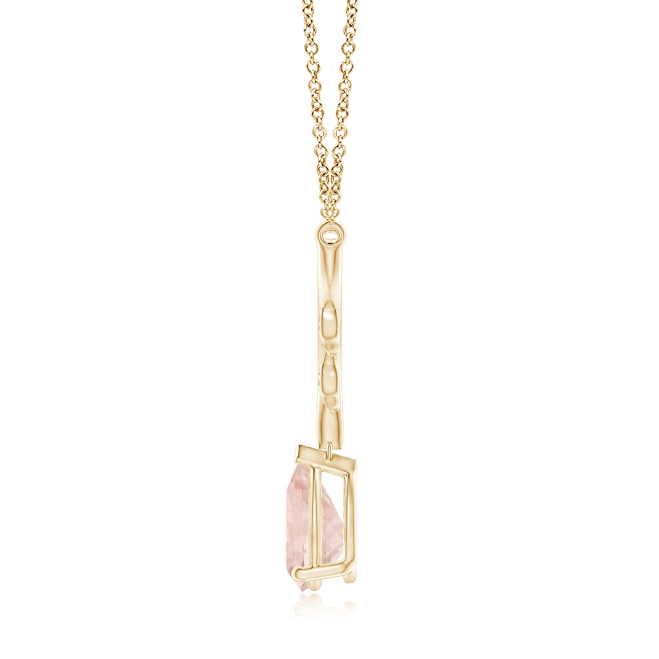 10x7mm A Pear-Shaped Morganite Necklace with Leaf Motifs in Yellow Gold side 199