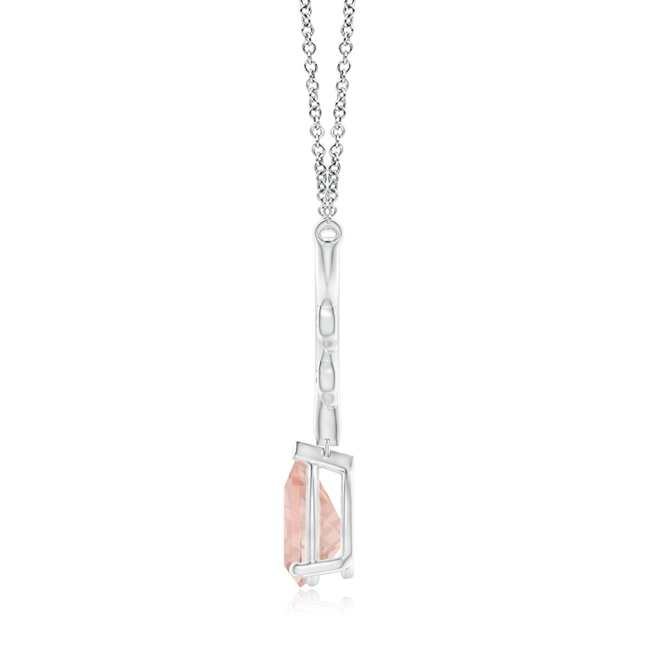 10x7mm AA Pear-Shaped Morganite Necklace with Leaf Motifs in White Gold side 1
