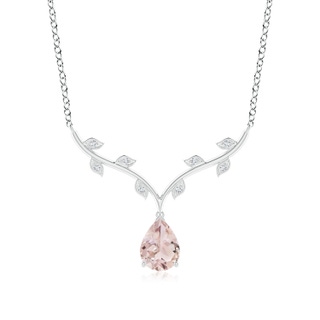 8x6mm A Pear-Shaped Morganite Necklace with Leaf Motifs in P950 Platinum
