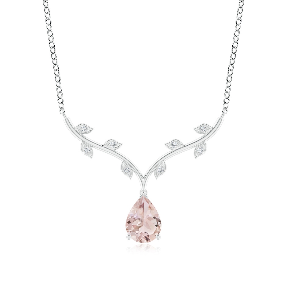 8x6mm A Pear-Shaped Morganite Necklace with Leaf Motifs in P950 Platinum 