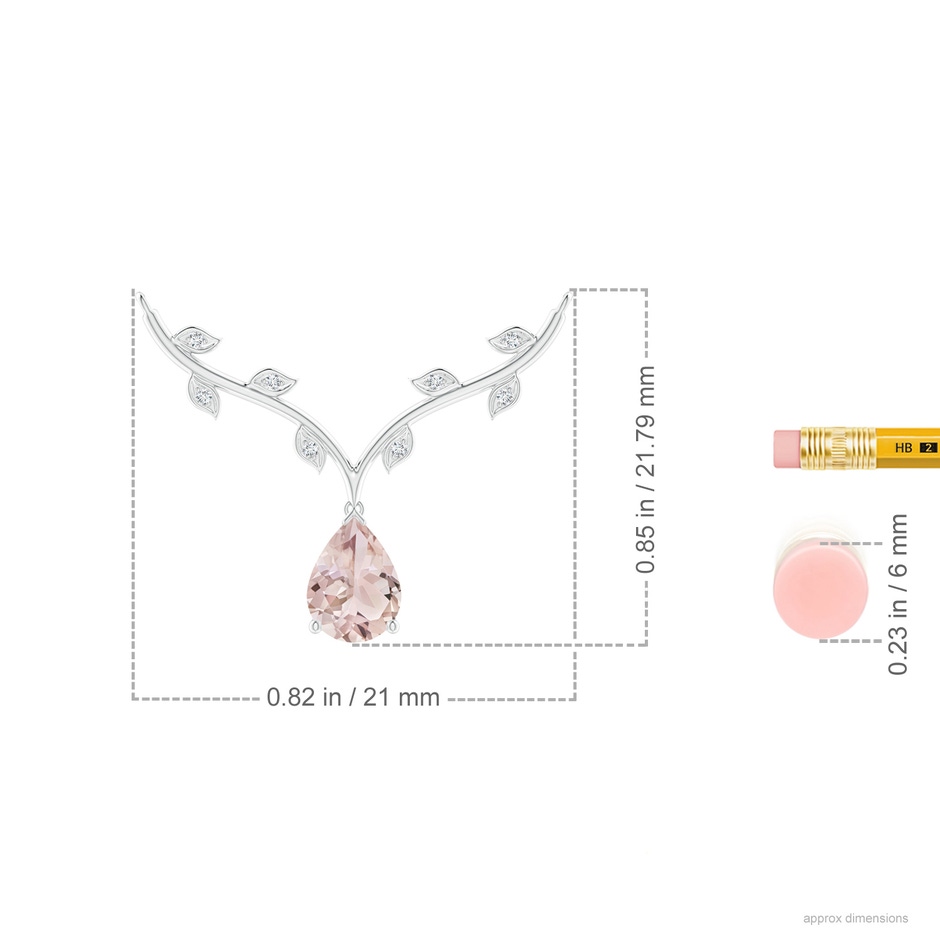 8x6mm A Pear-Shaped Morganite Necklace with Leaf Motifs in P950 Platinum ruler