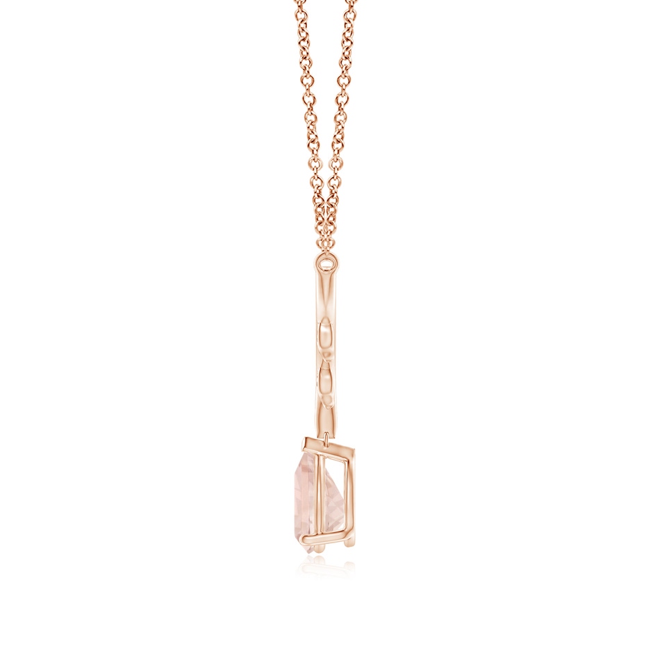 8x6mm A Pear-Shaped Morganite Necklace with Leaf Motifs in Rose Gold side 1
