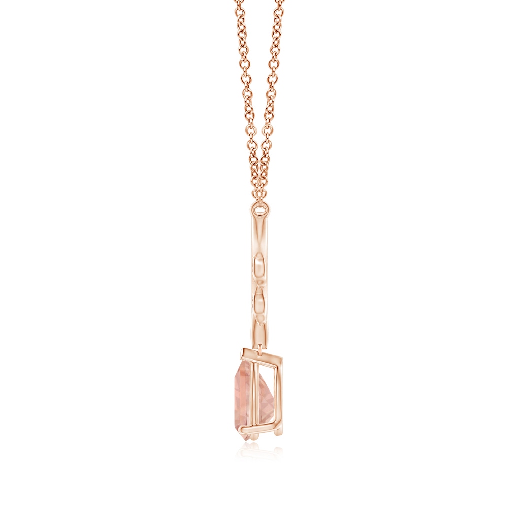 8x6mm AAA Pear-Shaped Morganite Necklace with Leaf Motifs in Rose Gold - side 199