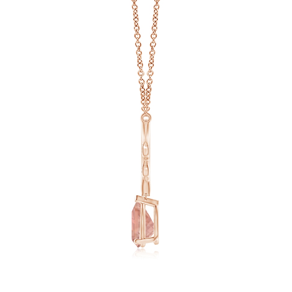 8x6mm AAAA Pear-Shaped Morganite Necklace with Leaf Motifs in Rose Gold side 1