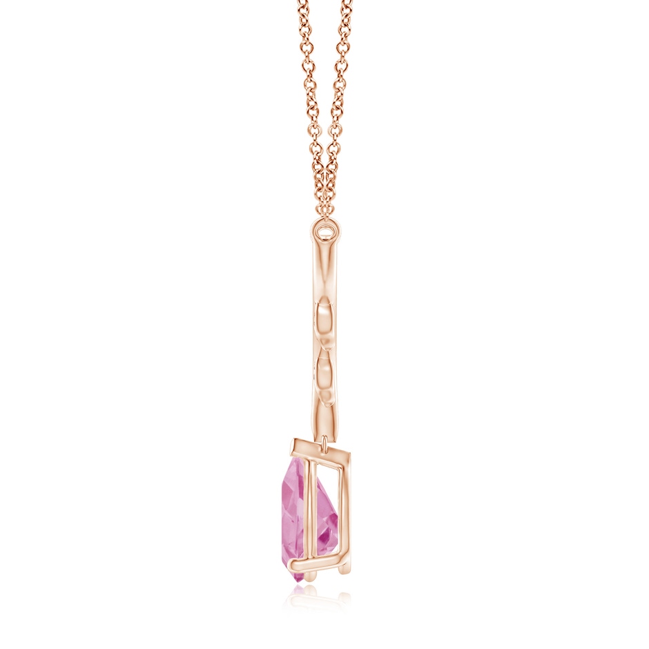10x7mm A Pear-Shaped Pink Tourmaline Necklace with Leaf Motifs in Rose Gold side 1