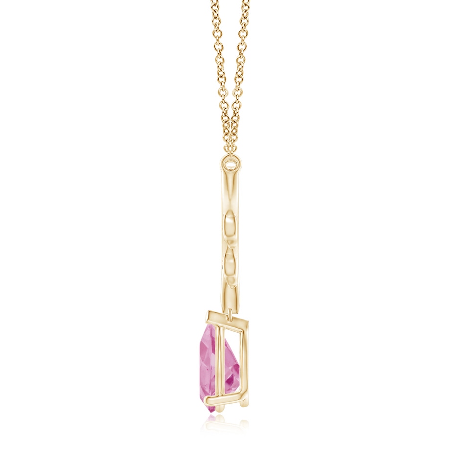 10x7mm A Pear-Shaped Pink Tourmaline Necklace with Leaf Motifs in Yellow Gold side 1