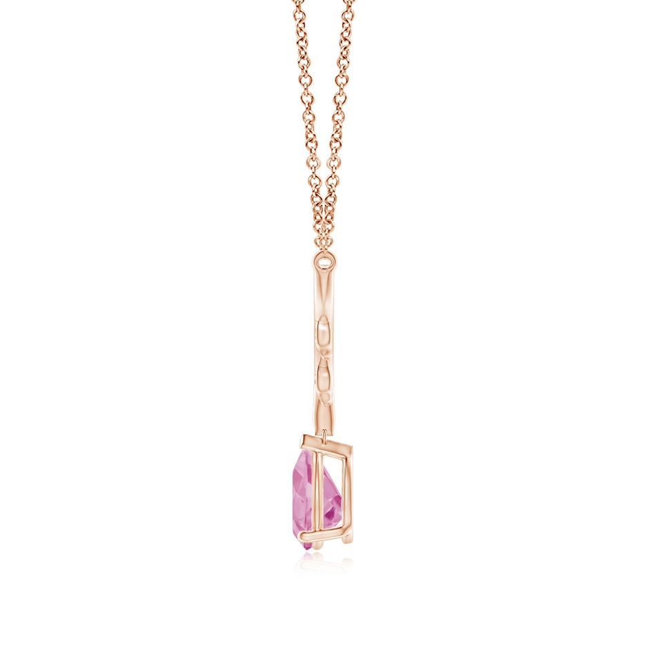 8x6mm A Pear-Shaped Pink Tourmaline Necklace with Leaf Motifs in Rose Gold side 1