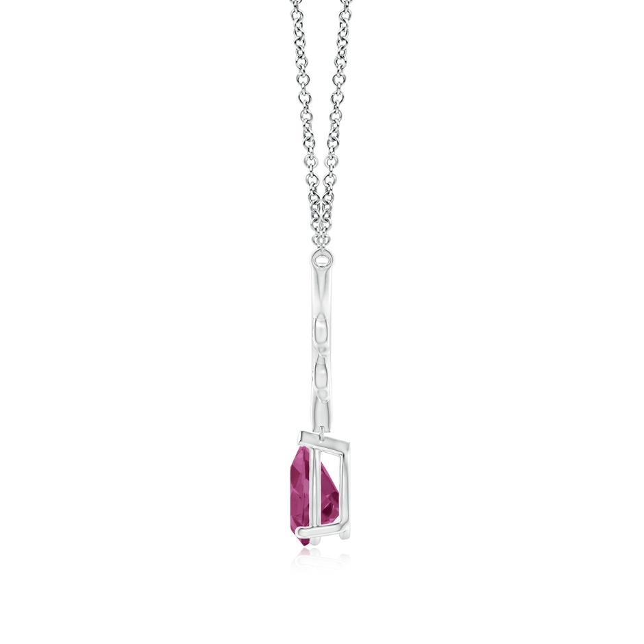 8x6mm AAAA Pear-Shaped Pink Tourmaline Necklace with Leaf Motifs in P950 Platinum side 1