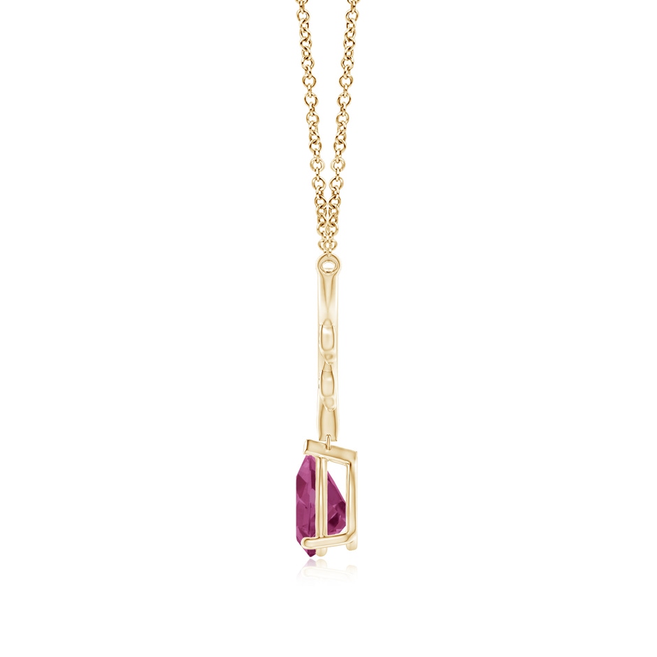 8x6mm AAAA Pear-Shaped Pink Tourmaline Necklace with Leaf Motifs in Yellow Gold side 199