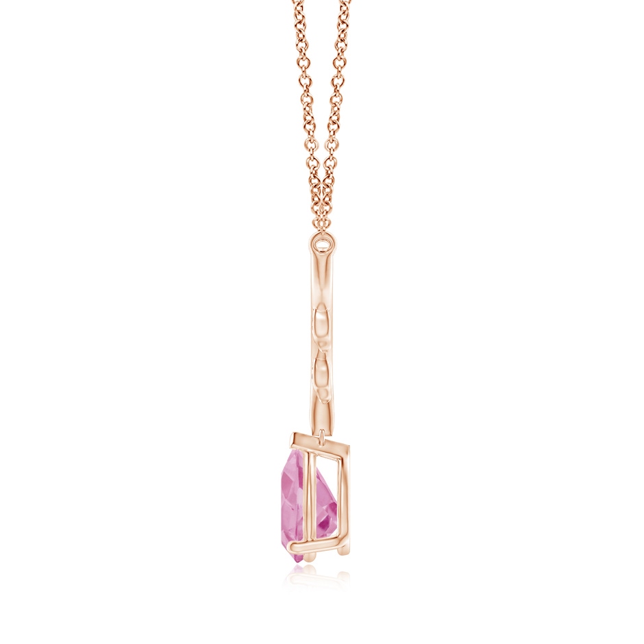 9x6mm A Pear-Shaped Pink Tourmaline Necklace with Leaf Motifs in Rose Gold side 199