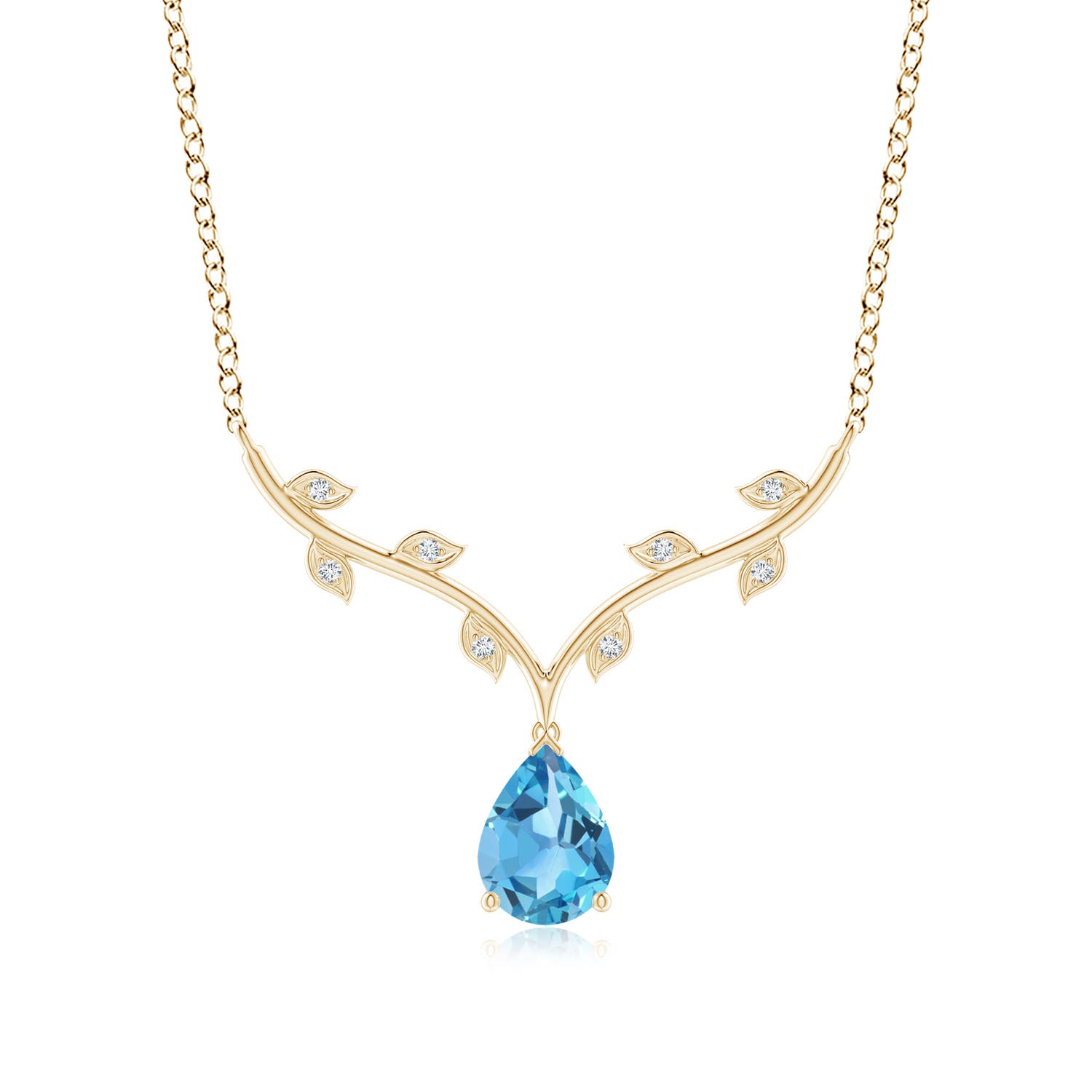【MEJURI】日本未入荷☆大人気Round Topaz Necklace 8x6mm-aa-swiss-blue-topaz-