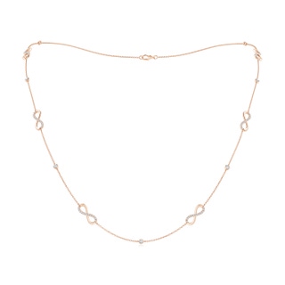 2.4mm GVS2 Bezel and Prong-Set Diamond Infinity Station Necklace in Rose Gold