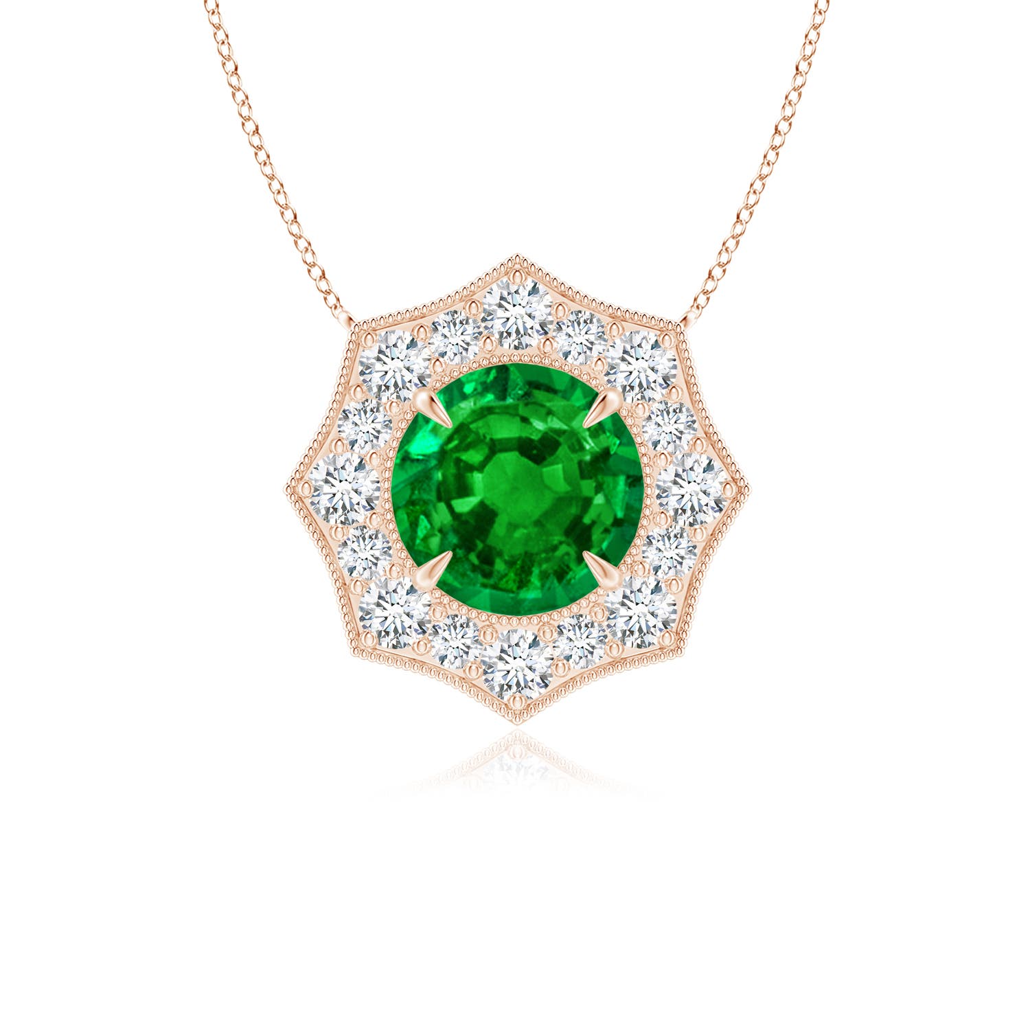 Premium - Lab-Grown Emerald / 0.57 CT / 14 KT Rose Gold