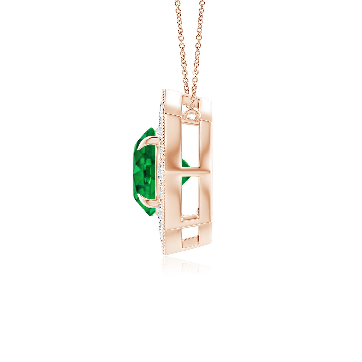 Premium - Lab-Grown Emerald / 0.57 CT / 14 KT Rose Gold