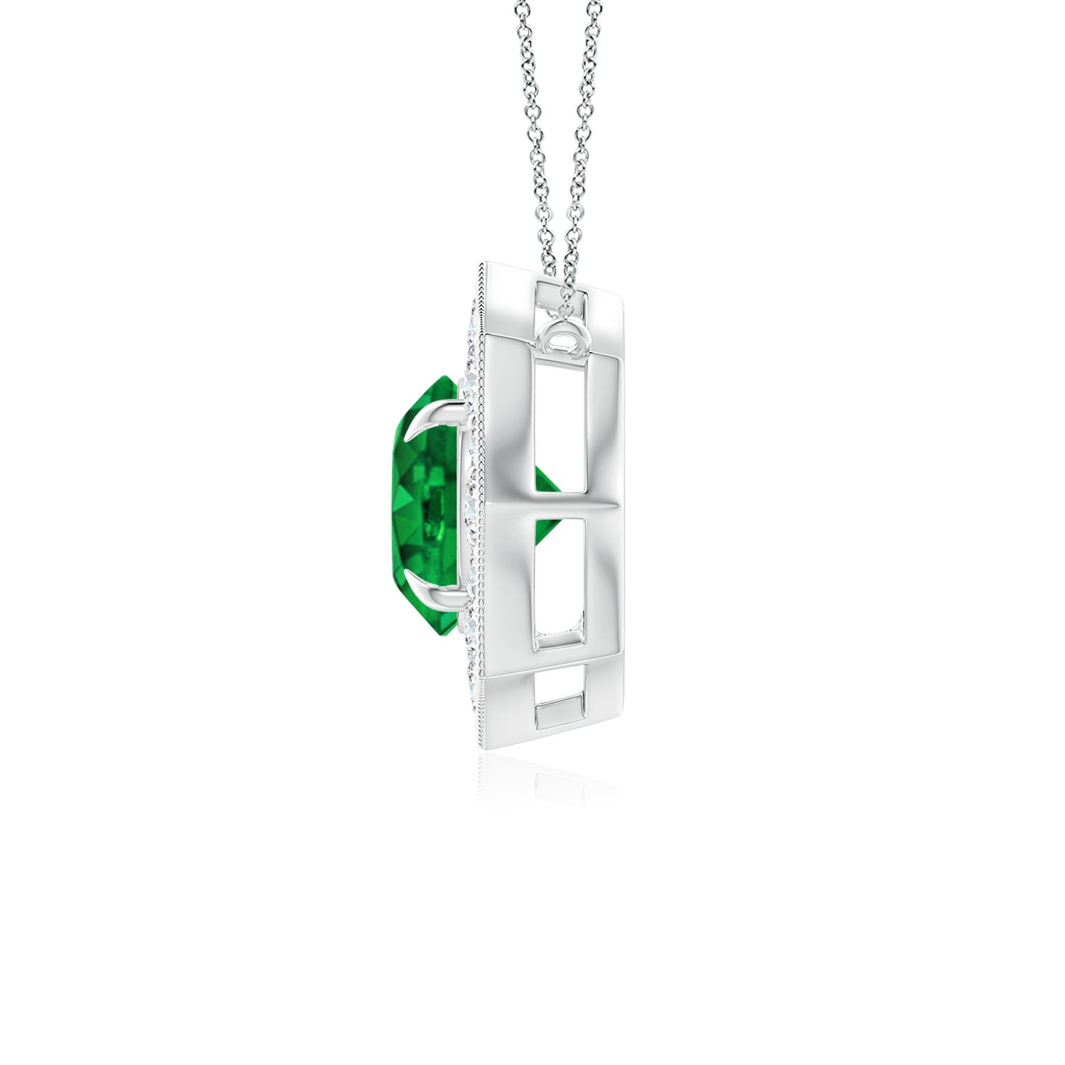 Premium - Lab-Grown Emerald / 0.57 CT / 14 KT White Gold