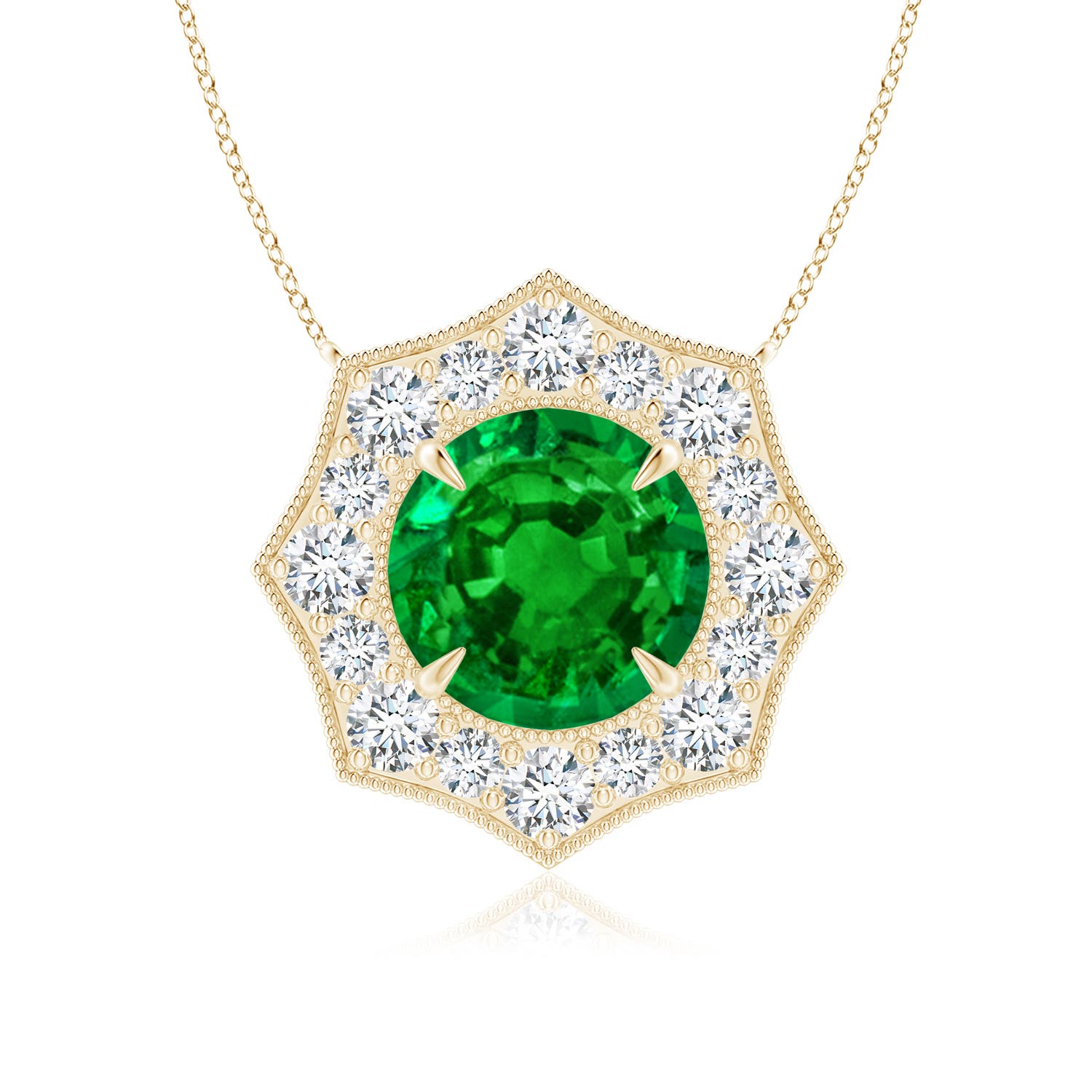 Premium - Lab-Grown Emerald / 0.96 CT / 14 KT Yellow Gold