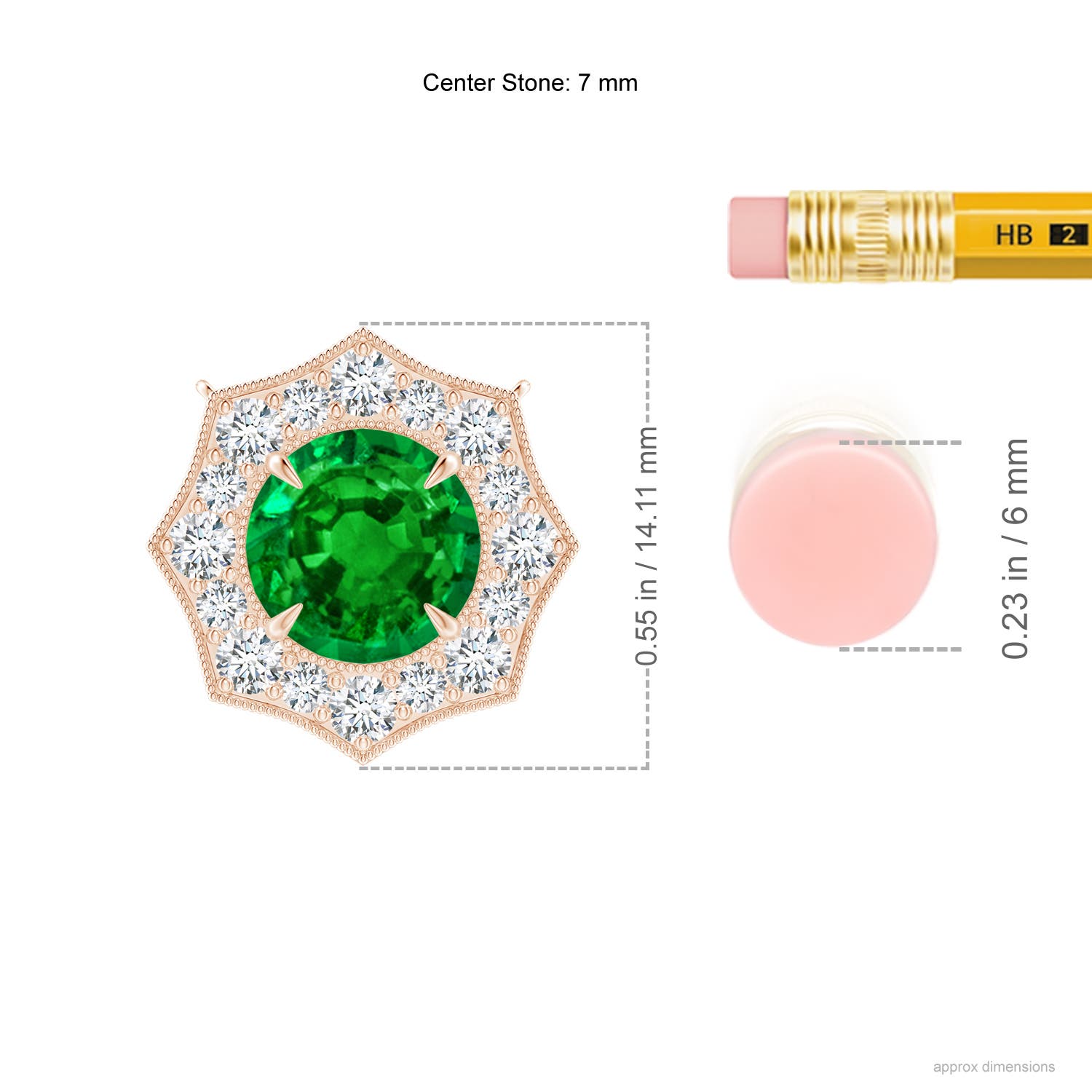 Premium - Lab-Grown Emerald / 1.53 CT / 14 KT Rose Gold