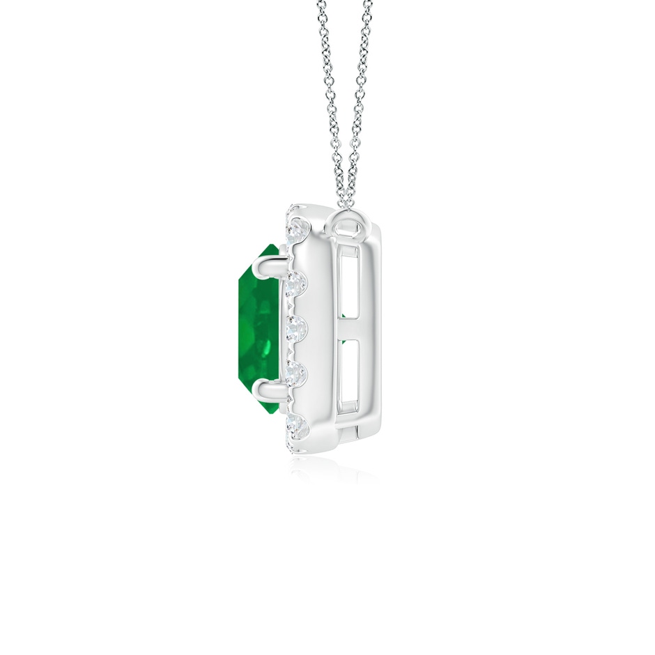 5mm AA Round Emerald Pendant with Cushion Halo in P950 Platinum side 1