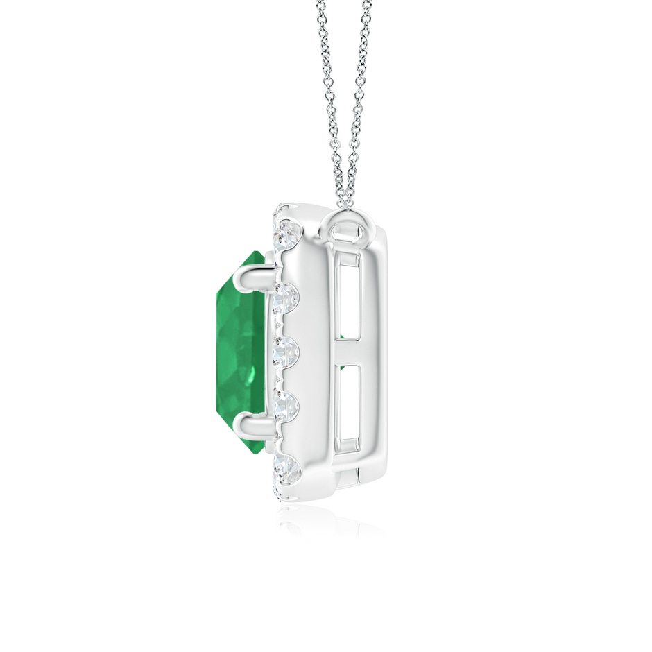 6mm A Round Emerald Pendant with Cushion Halo in P950 Platinum side 1