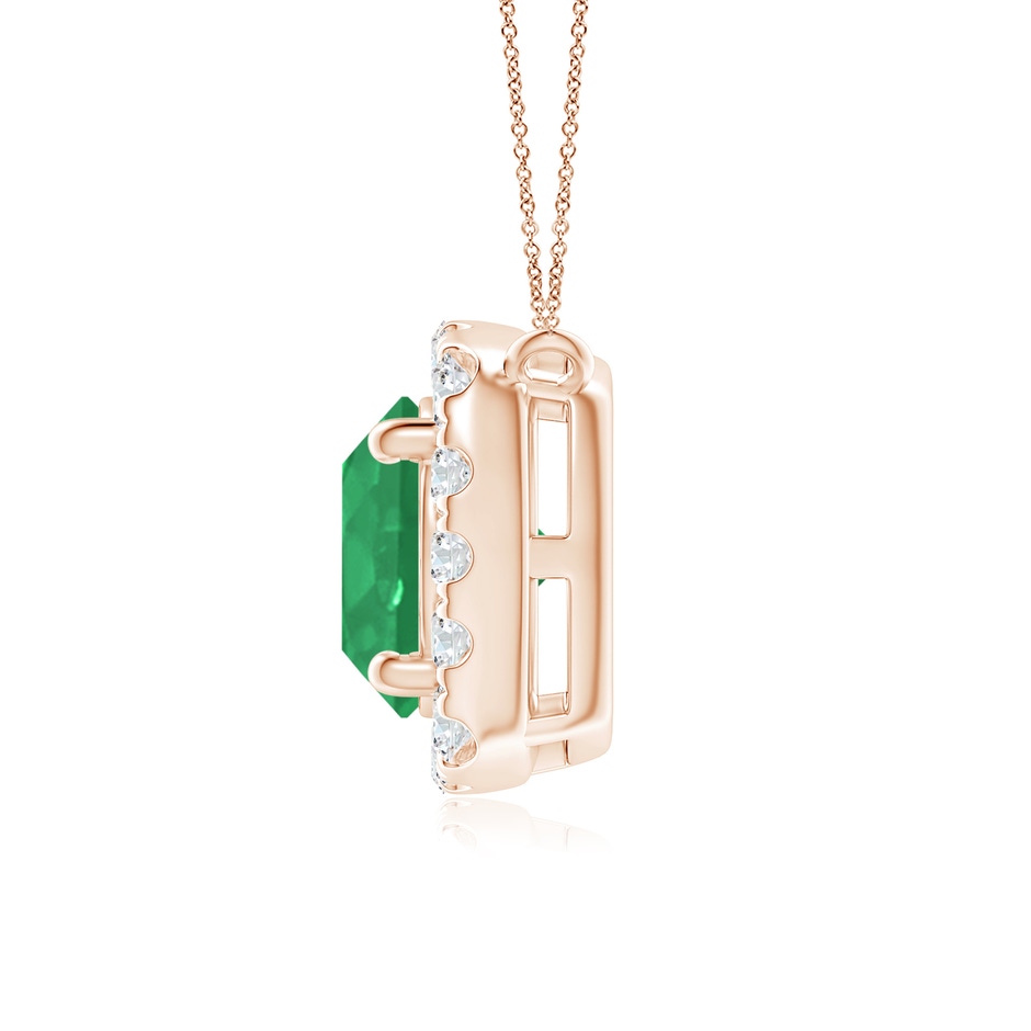 6mm A Round Emerald Pendant with Cushion Halo in Rose Gold side 1