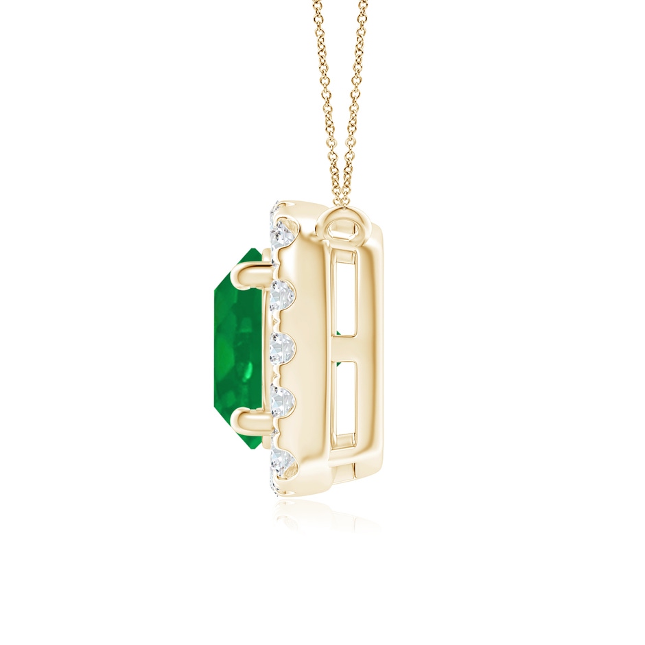 6mm AA Round Emerald Pendant with Cushion Halo in Yellow Gold side 1